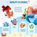 Floor Puzzles for Kids Ages 3-5, 70 Pieces Mermaid Jigsaw Puzzle for Toddler Girls Ages 3 4 5 6 7 8 Year Old, Large Round Underwater Princess Puzzle Educational Learning Toys Birthday Gift by TinyTreasures Baby Boutique