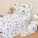 PERFEMET Kids Comforter Sets Twin 4 Pieces Cartoon Woodland Animal Print Bedding for Boys Girls Soft Reversible Bear Deer Forest Theme Children Bedroom Set with Sheets for All Season Use by TinyTreasures Baby Boutique