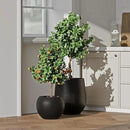 DTY Signature Mount Sherman Lightweight Durable Modern Fiberstone Sphere Planter for Indoor & Outdoor Drainage Hole & Rubber Plug Weather Resistant, 13.5" H x 17" Dia, 12" Opening- Medium, Black by CozyNest Decor