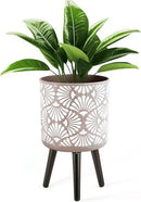 12 Inch Planter with Stand Mid-Century Tall Planter with Legs for Indoor Outdoor Plants by CozyNest Decor