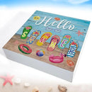 Summer Decor Hello Summer Decorations Flip Flop Wooden Sign Rustic Home Decor 5 x 5 Inches by CozyNest Decor