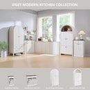 Modern Tilt-Out Trash Can Cabinet, 10 Gallon Fluted Laundry Hamper Cabinet with Drawers, Wooden Hidden Garbage Can Cabinets with Storage Basket, Free Standing for Kitchen and Living Room, White by CozyNest Decor