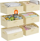 Lifewit Storage Baskets for Shelves, 6 Packs Non-woven Fabric Trapezoid Closet Organizer Bins with Handles, Foldable Clothing Containers Box for Clothes, Toy, Towel, Book, DVD, Hats, Medium-Beige by TinyTreasures Baby Boutique