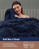 Pawque Super Soft Cozy Throw Blanket Twin Size for Couch Bed, Fluffy Sherpa Fleece Reversible Thick Warm Fuzzy Blanket for All-Season, 3D Checkered Jacquard Decorative Blankets, Navy Blue, 60" x 80" by CozyNest Decor