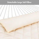 ANOW Heavy Duty Hammock with 12FT Steel Stand Included, Rope Hammock with Detachable Pillow and Pad, 450 LBS Weight Capacity, Cream by GreenHaven Gardens