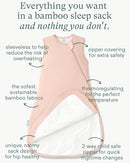 Supersoft Sleep Sack 1.0 TOG, Premium Bamboo Viscose Baby Sleeping Bag 2-Way Zipper Sleep Sack Baby Wearable Blanket by TinyTreasures Baby Boutique