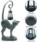 Resin Cat Statue with Solar Lantern, Eye-catching Garden Sculpture Decor，15.3" Height Outdoor Figurine for Garden Yard Patio Decorations，Birthday Gifts by GreenHaven Gardens