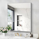 Silver Bathroom Mirror for Wall, 30x36 Inch Rectangle with Metal Frame, Modern Vanity for Bathroom Living Room, Entryway Hangs Horizontal or Vertical by CozyNest Decor