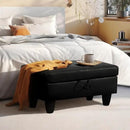 Ottoman Rectangular Storage Ottoman Bench, Faux Leather Footrest, Coffee Table, Stool Footstool with Hinged Lid for Living Room, Bedroom, Entryway, Black, 28.5"x19"x17.5" by CozyNest Decor