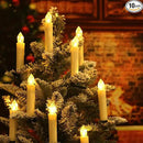 Set of 10 Ivory Flameless Window Candles, 4”H Battery Operated LED Flickering Taper Candles with Remote and Timer, Warm White Candlelight, Ideal for Chandelier/Birthday/Christmas/Party Decor by GreenHaven Gardens