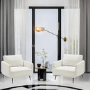 Oversized Accent Chair Set of 2 for Living Room Chairs Reading Arm Chair Comfy Modern Single Sofa Side Chairs with Metal Legs & Soft Cushion for Bedroom, Balcony,Waiting Room (Polyester, Pearl White) by CozyNest Decor