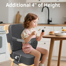 Toddler Booster Seat for Kitchen Chair, 2-in-1 Dining Table Booster Seat with Backrest & Adjustable Straps – Easy-Clean, PU Portable Toddler Eating Travel Increasing Cushion - Dark Grey by TinyTreasures Baby Boutique