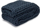 Nuzzie Chunky Knit Weighted Blanket - Breathable, Cooling, Hand Made Knit Throw Blanket for Sleep - Machine Washable, Stylish Decor Design (Dusty Blue, Queen | 28lbs | 80"x80") by CozyNest Decor