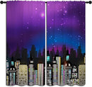 Superhero Rod Pocket Blackout Curtains for Boy Girl Bedroom, Super City Skyline Buildings Night Panorama Thermal Insulated Home Window Drapes for Living Room Darkening, 84x72 inch by TinyTreasures Baby Boutique
