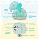 Alarm Clock for Kids with Night Light, Sleep Training Clock Time to Wake Clock, Rechargeable Silicone Light for Bedroom, Perfect Sleep Companion for Boys Girls, Green Elephant by TinyTreasures Baby Boutique