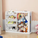 Kids Toy Storage Organizer with 3 Removable Plastic Bins Toddler Montessori Bookshelf with Stuffed Animal Net Holder Baby Bookcase Plush Organizer for Playroom,Bedroom,Kids Room,Classroom,Nursery by CozyNest Decor