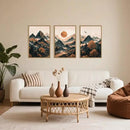 Large Boho Mountain Framed Canvas Wall Art Set, Brown Ridge Landscape Wall Decor, Pine Tree Scenery Wall Painting, Abstract Wilderness Art Print for Living Room, Bedroom, Office - 16"X24"X3 by CozyNest Decor
