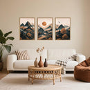 Celestdeco Large Boho Mountain Framed Canvas Wall Art Set, Brown Ridge Landscape Wall Decor, Pine Tree Scenery Wall Painting, Abstract Wilderness Art Print for Living Room, Bedroom, Office - 24"X36"X3 by CozyNest Decor
