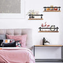 Floating Shelves Rustic Wood Wall Mounted Shelf Practical Metal Fence Design Ideal for Bedroom, Bathroom, Kitchen Set of 3(Carbonized Black) by CozyNest Decor