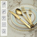 Berglander Gold Silverware Set 48pcs Service for 12, Golden Titanium Plating Stainless Steel Flatware Set, Gold Spoons Forks Knives Set for Home, Wedding, Restaurant, Hotel, Dishwasher Safe by CozyNest Decor