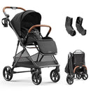 Air Lux Baby Stroller with Carbon Fiber Frame, One-Hand Fold & Reversible Seat, Magnetic 5-Pt Harness, Car Seat Adapter, 15.8lbs, Meteorite by TinyTreasures Baby Boutique