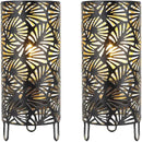 JHY DESIGN Set of 2 Metal Lamp Battery Powered 9''High Accent Cordless Lamp with LED Bulb Huge Fan Patterned Battery Lamp for Weddings Parties Patio Garden Indoors Outdoors Table Bed Room by GreenHaven Gardens