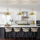 WUZUPS Gold Chandelier Rustic Farmhouse Industrial Round Ceiling Pendant LED Light Fixture with Gradient Glass Shade for Dining Room Kitchen Island Foyer Entryway, H 17" W 13.4", E26 Base by CozyNest Decor