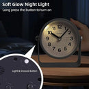 Analog Alarm Clock, Silent Non-Ticking Quartz Movement, Battery-Operated with Snooze & On-Demand Light, Easy to Set Gentle Wake Bedside Desk Clock, Ideal for Home, Travel, Office (Gray)