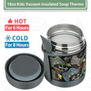 10oz Soup Thermo for Hot Food Kids,Lunch Thermo Kids Food Jar with Spoon Hot Insulated Food Containers,Leak Proof Stainless Steel Wide Mouth Lunch Food Thermo Jar for School(Black-Game Console) by TinyTreasures Baby Boutique