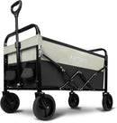 Large Collapsible Wagon Foldable for Grocery, Beach, Park, Yard, 34 x 18 Inch Inner Storage. Folding Utility Shopping Cart on Wheels. Heavy Duty, Durable w/Cupholders (Black-Gray) by GreenHaven Gardens