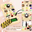 Joyreal Toddler Busy Board, Wooden Montessori Busy Board Sensory Board with LED Light Switch, Sensory Toys Baby Fidget Board Travel Toys for Toddler by TinyTreasures Baby Boutique