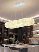 Modern Crystal Chandelier, Dia 40" Rectangular Chandelier for Dining Room,Chrome Rectangle Crystal Ceiling Light Luxury Oval Chandeliers for Living Room Kitchen Island by CozyNest Decor