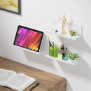 Acrylic Wall Floating Shelves Set of 2, Wall Shelves White 12 Inch Adhesive Wall Organizer Adhesive Shelf for Bathroom, Kitchen, Bedroom, Office, Gaming Room, No Damage, No Drill by CozyNest Decor