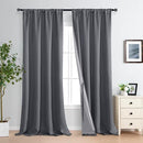 XWZO 100% Blackout Curtains 95 Inches Long with Tiebacks- Rod Pocket Privacy Protection & Noise Blocking Window Draperies with Black Liner for Bedroom/Living Room, Dark Grey, W52 x L95, Set of 2 by TinyTreasures Baby Boutique