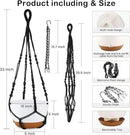 10 Inch Hanging Planter, 2 Pack Hanging Plant Self Watering Pot with Drainage Holes & Saucers, Hanging Baskets Flower Pots with Black Macrame Rope Hangers for Garden Home -White by GreenHaven Gardens