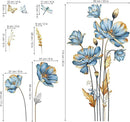 decalmile Large Blue Flower Wall Stickers Floral Butterfly Plants Gold Leaves Wall Decals Bedroom Living Room Sofa TV Background Wall Decor by CozyNest Decor