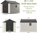 Patiowell 8 x 10 FT Resin Outdoor Storage Shed with Floor, Plastic Shed with Window and Lockable Door for Garden, Backyard, Tool Storage Use, Easy to Install in Beige (Kick-it Shed) by GreenHaven Gardens