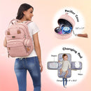 Dikaslon Diaper Bag Backpack with Portable Changing Pad, Pacifier Case and Stroller Straps, Large Unisex Baby Bags for Boys Girls, Multipurpose Travel Back Pack Moms Dads, Pink by TinyTreasures Baby Boutique