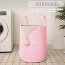 Large Woven Laundry Basket Hamper,80L Cotton Rope Storage Bin for Blankets,Toys and Clothes,Decorative Tall Nursery Hamper for Living Room,Baby Nursery,Bathroom and Bedroom,Pink by CozyNest Decor
