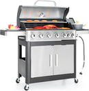 Captiva Designs 6-Burner Propane Gas BBQ Grill with Side Burner & Porcelain-Enameled Cast Iron Grate for Outdoor Kitchen & Backyard Barbecue, 65,800 BTU Output,665 SQ.IN. Cooking Area,Stainless Steel by GreenHaven Gardens