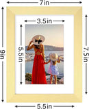 Vittanly 6x8 Picture Frames Set of 9, Shatter Resistant Plexiglass, Display 4x6 Pictures with Mat or 6x8 without Mat, Photo Frames for Wall or Tabletop, Engineered Wood, Gold by CozyNest Decor