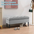 Ottoman with Storage Velvet Storage Bench Holds Up to 500 lbs Ottomans Upholstered Bench with Seating for Bedroom, Living Room, Grey by CozyNest Decor