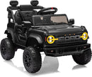 12V Ride on Toys for Kids, Licensed Ford Bronco Raptor Children Electric Vehicles, Toddler Battery Powered Car with Double Doors, 3 Point Safety Belt, Led Lights (12V, Black) by TinyTreasures Baby Boutique