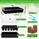 Halatool Seed Starter Kit, 2 Pack Seed Starter Trays with 50 Pcs Coco pellets and 2 Garden Tools & 100 Plant Labels, Greenhouse Indoor Seed Germination System for Herbs, Vegetables and Flowers (Black) by GreenHaven Gardens