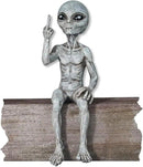 Rude Alien Statue “Flipping The Bird” 10″ H Shelf Sitter Extraterrestrial Figurine Funny Home or Garden Decoration (Alien Gray) by GreenHaven Gardens