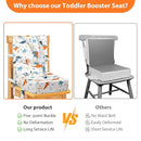 Toddler Booster Seat for Dining Table, Adjustable 5 Point Safety Buckle Kids Toddler Booster Seat with Backrest, Waterproof Non-Slip Bottom Portable Travel Increasing Cushion for Chair (White) by TinyTreasures Baby Boutique
