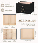 Black Jewelry Box Organizer: Home Decor for Women - 2-Drawer Holder for Valentine’s Day Birthday Christmas Black Pink by TinyTreasures Baby Boutique