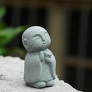 OwMell Japanese Jizo Monk Statue Praying, Buddha Jizo Statue Figurine Memorial Statue Aquarium Decoration for Garden Outdoor Ornament 2.6" - Holding Bird by GreenHaven Gardens