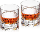 KAMMAK Crystal Whiskey Glasses Set of 2, Luxury 7.78oz Old Fashioned Glasses Stemless, Hand Blown Cocktail Glasses, Handcrafted Engraved Scotch Cup for Women, Men Gift for Bourbon Barware by CozyNest Decor