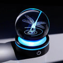 YWHL Crystal Ball 3D Dragonfly Figurine with LED Base, Dragonfly Gifts for Men Women on Christmas Birthday, Glass Animals Insect Sphere Decorative Ball for Home Decor (80mm) by GreenHaven Gardens